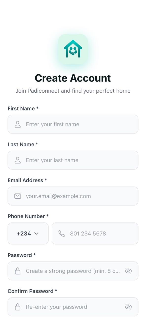 Create your Padiconnect account